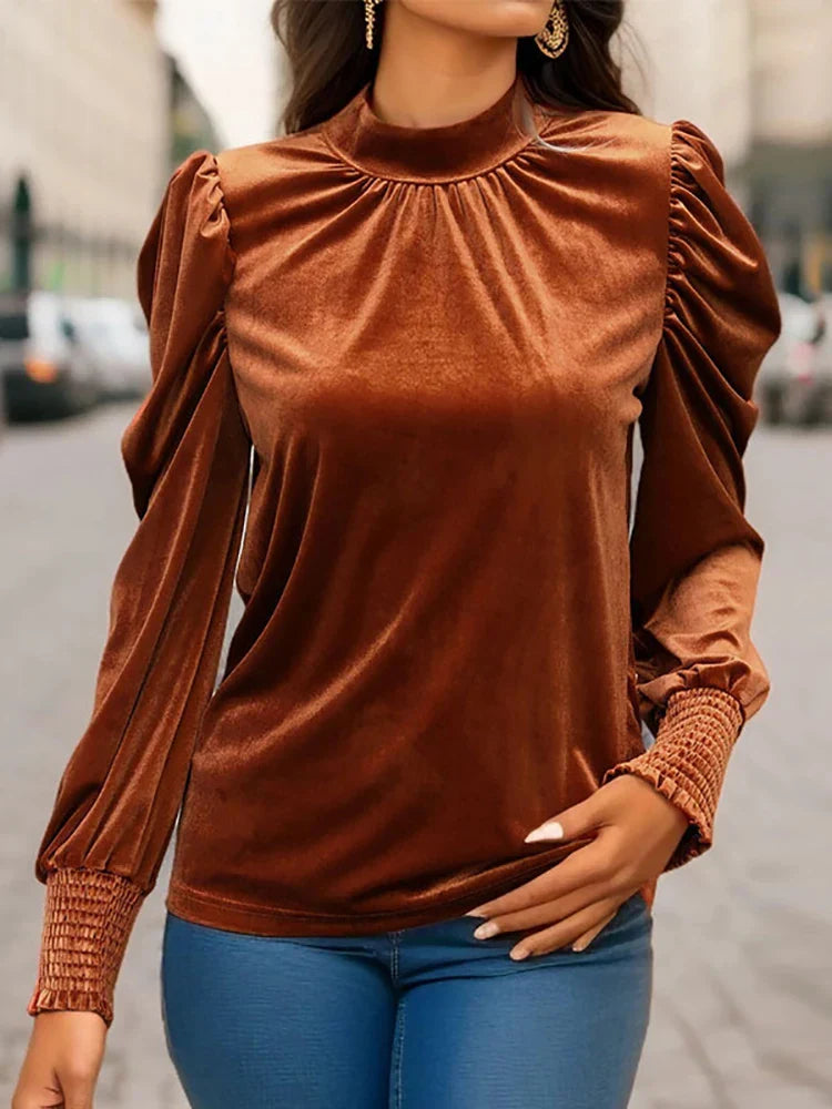 Matilde | Women's puff sleeve - turtleneck blouse