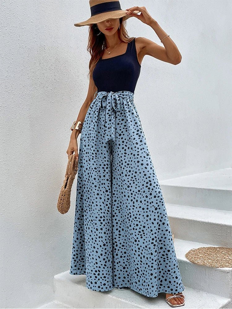 Kelly - Wide Leg Jumpsuit with Polka Dot Print
