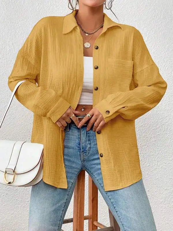 Ivona | - Women's casual long sleeve turn-down collar blouse