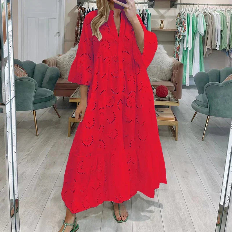 Cristina | Women's lace hollow - trumpet sleeve blouse