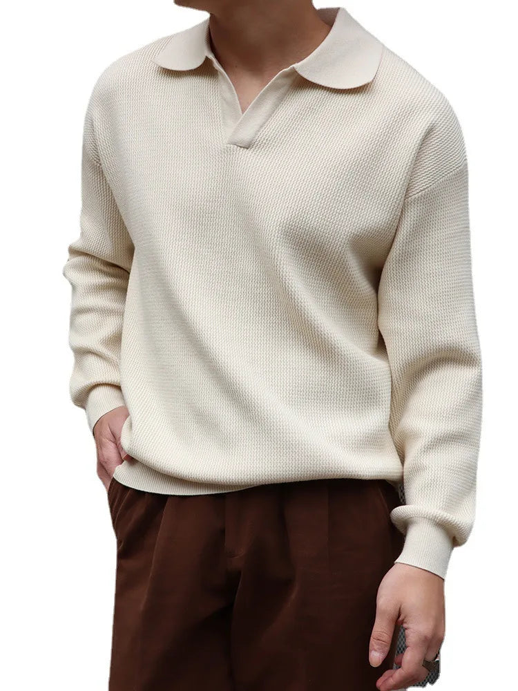 GentleKnit - Men's Long-Sleeve Polo Sweatshirt