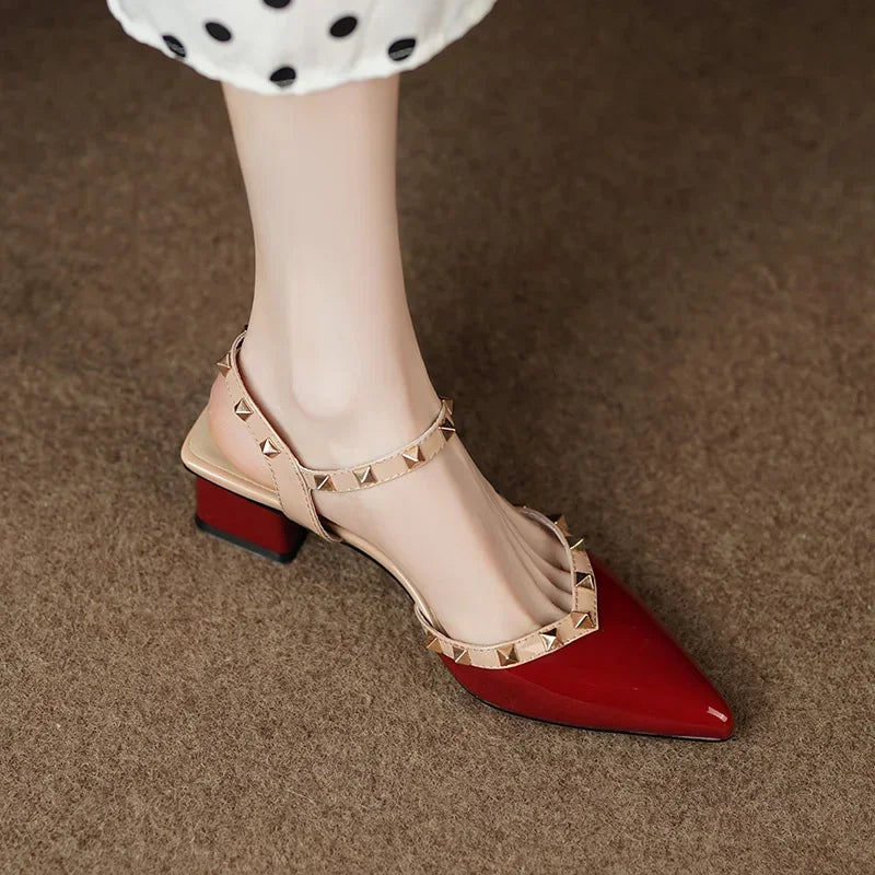 ALANI | STUDDED STRAP BLOCK HEELS