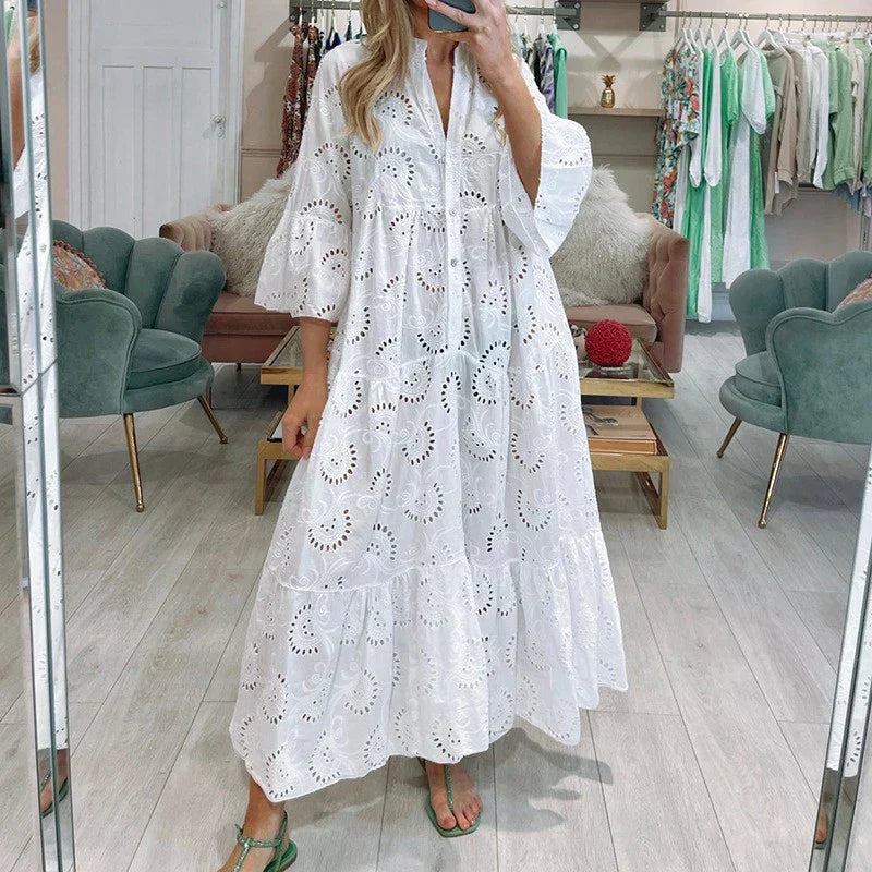 Cristina | Women's lace hollow - trumpet sleeve blouse
