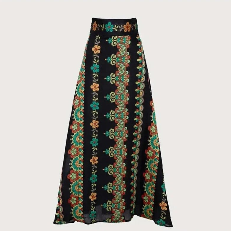 Apricity - Vintage A-line skirt set with floral pattern