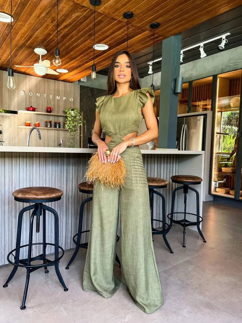 Vicena - Elegant one-piece sleeveless jumpsuit with wide legs