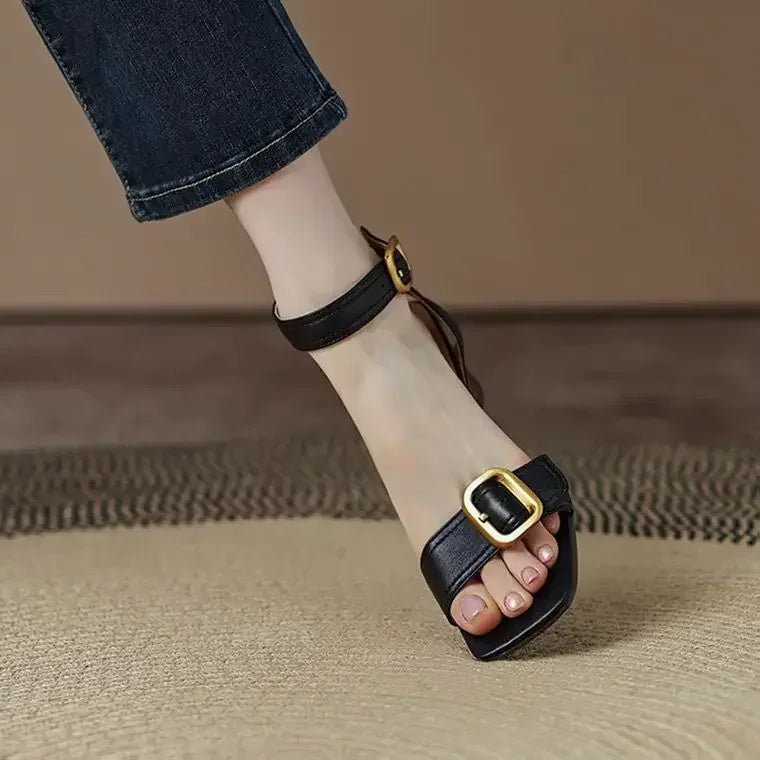 PALOMA | BUCKLE STRAP BLOCK SANDALS