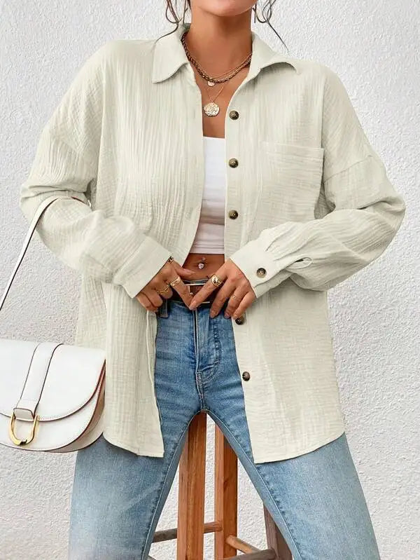 Ivona | - Women's casual long sleeve turn-down collar blouse