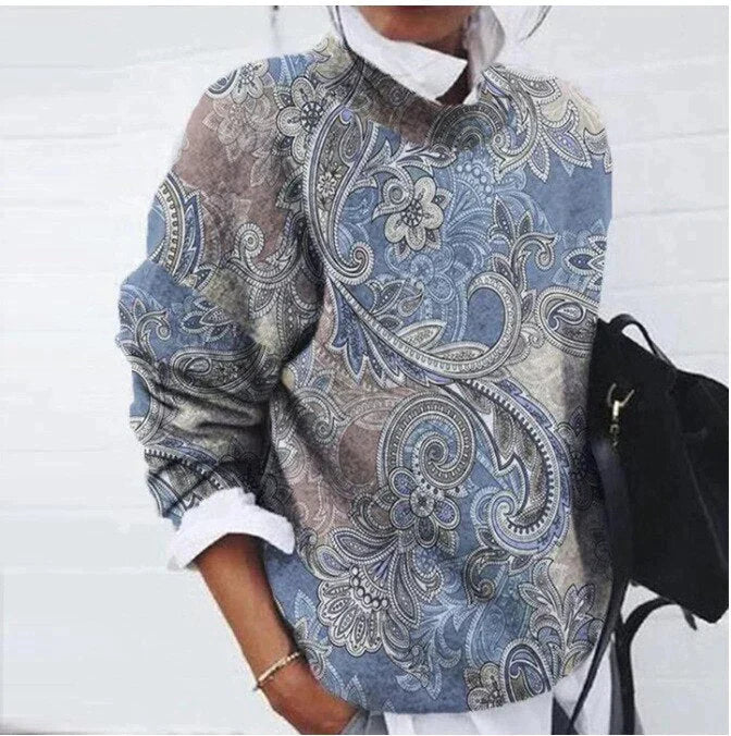 Olive - Elegant sweater with print