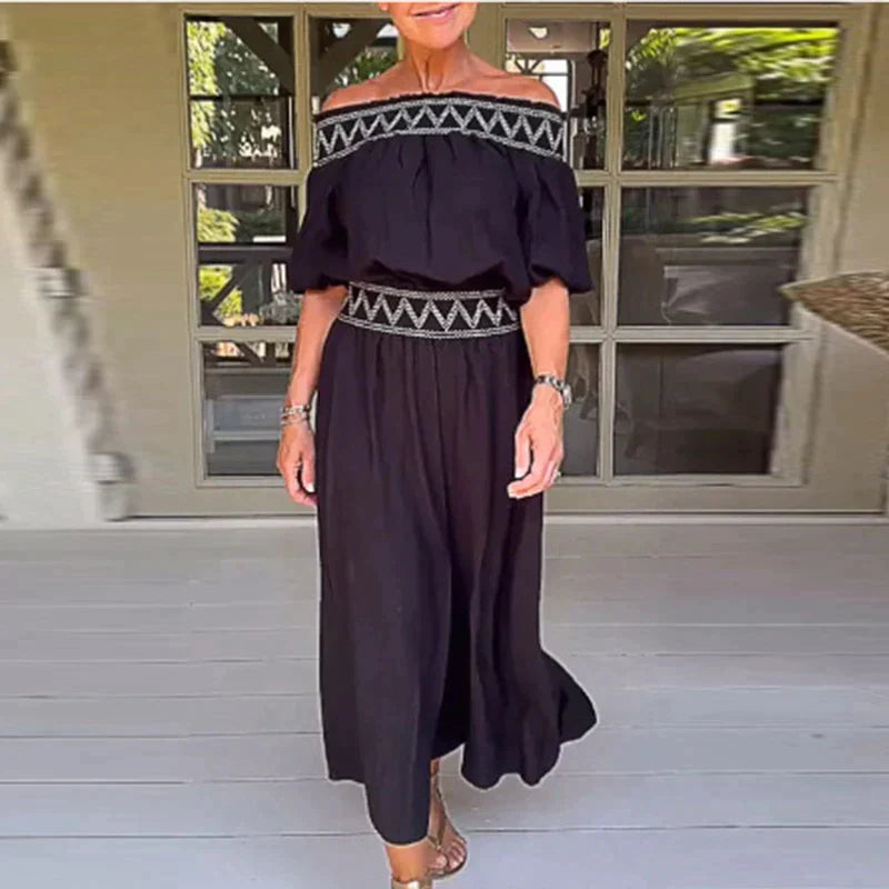Jessah - Romper with elastic waist and short sleeves