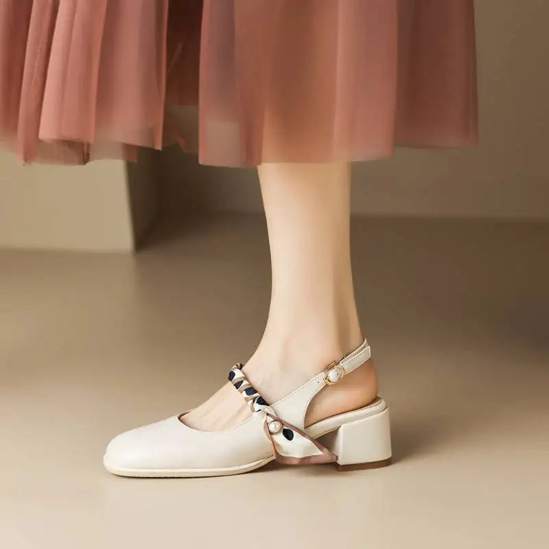 GIAVANNA | PEARL STRAP SLINGBACK HEELS