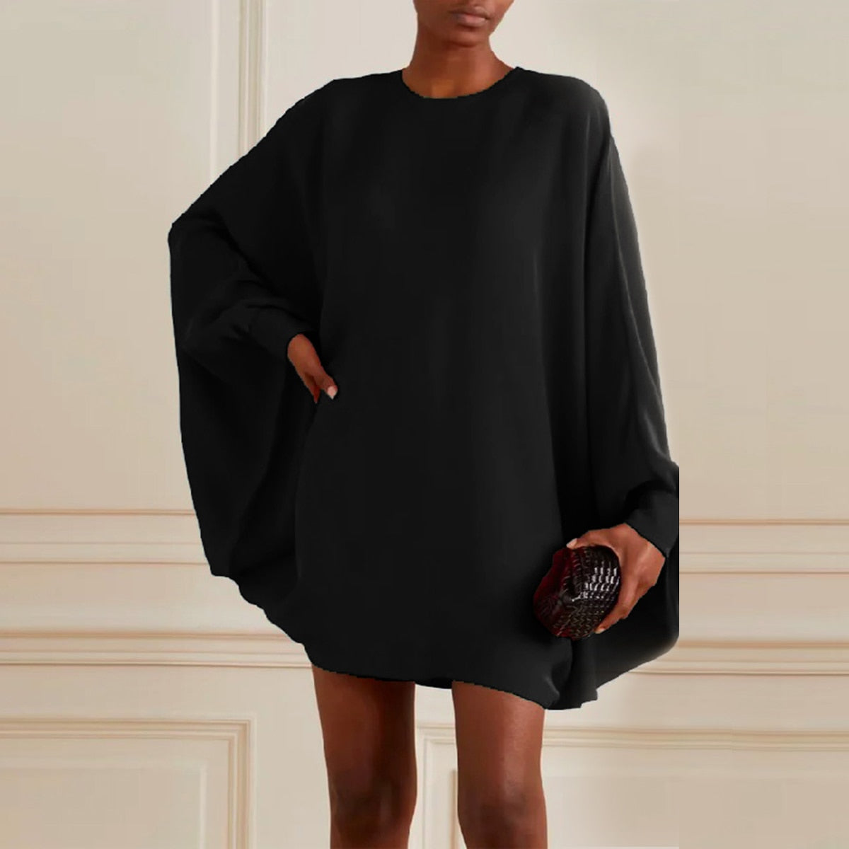 Oversized dress with batwing sleeves