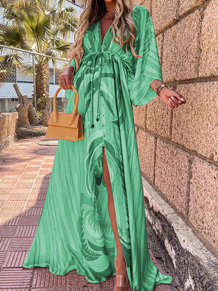 Eula -Elegant printed beach dress