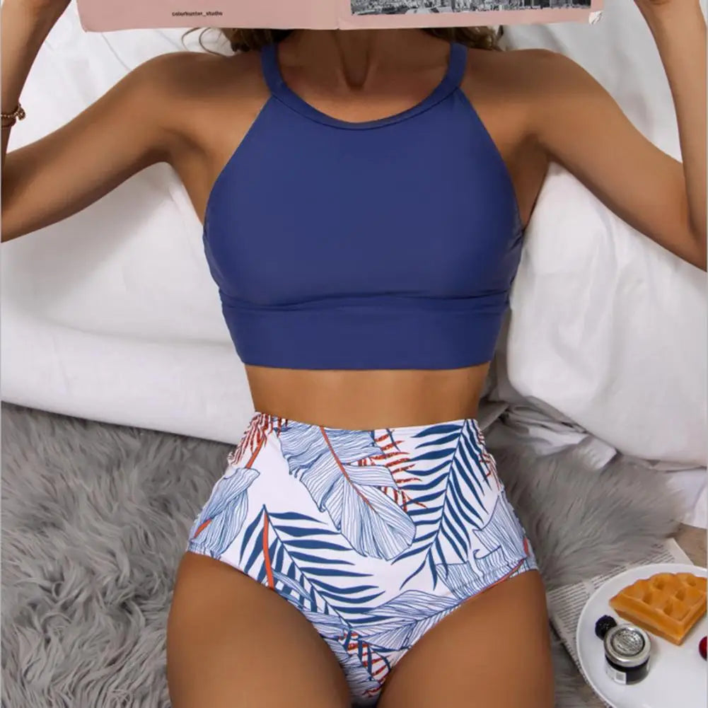 Edith - Floral Pattern High Waist Bikini Sets