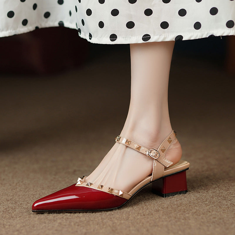 ALANI | STUDDED STRAP BLOCK HEELS