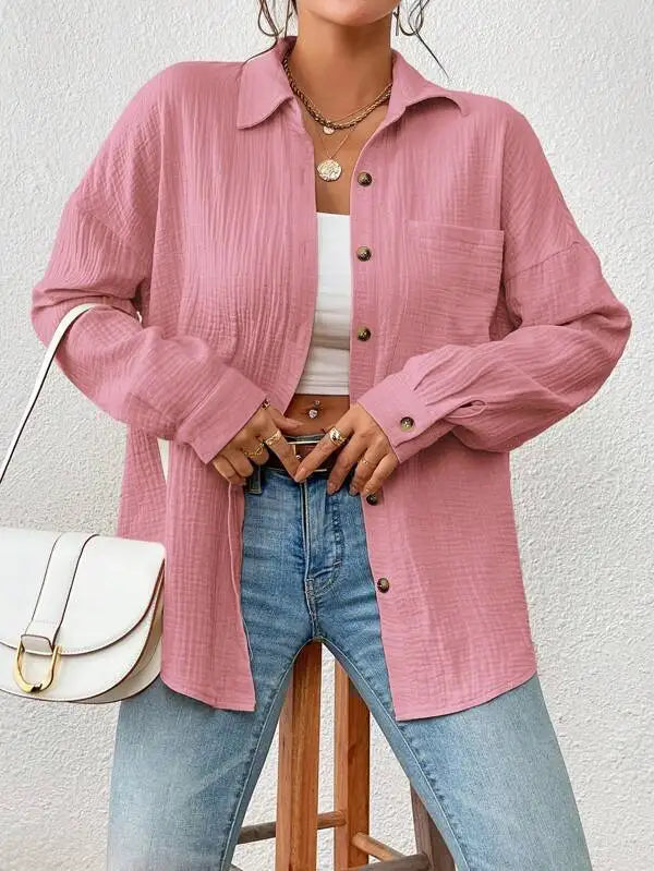 Ivona | - Women's casual long sleeve turn-down collar blouse