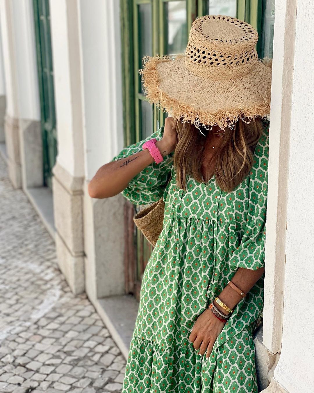Women's Boho Dress – Breezy Floral Dress with Wide Fit and 3/4 Sleeves