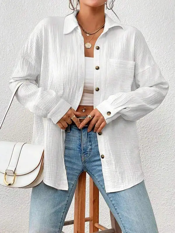 Ivona | - Women's casual long sleeve turn-down collar blouse