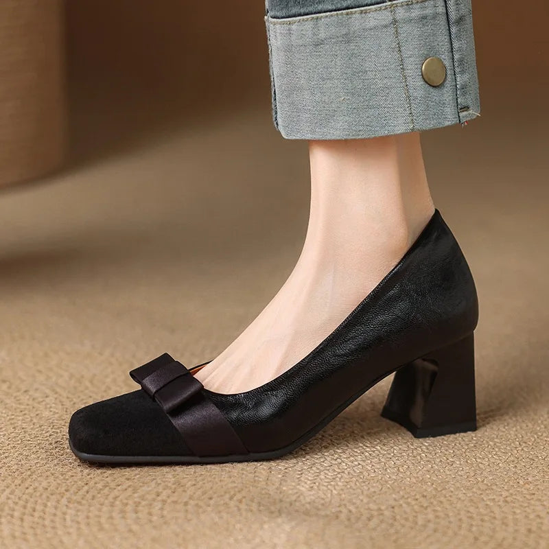TATUM | BOW DETAIL BLOCK HEELS