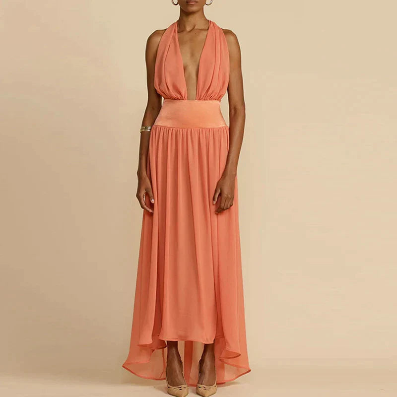 Niamh - Deep V-Neckline Maxi Dress
