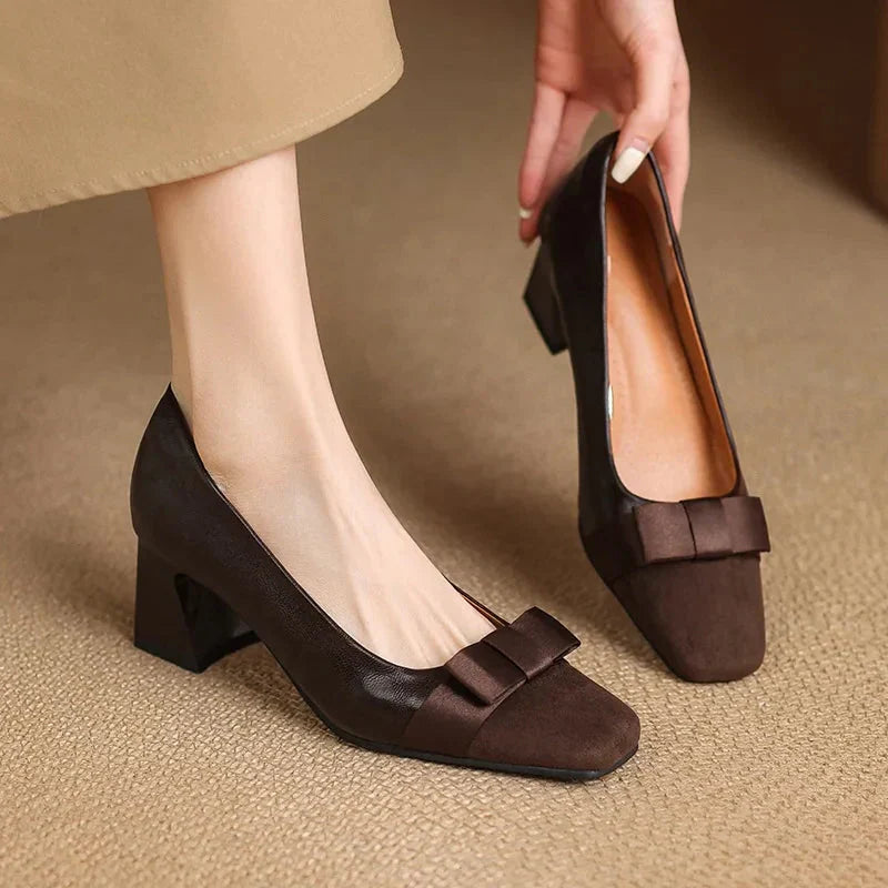 TATUM | BOW DETAIL BLOCK HEELS