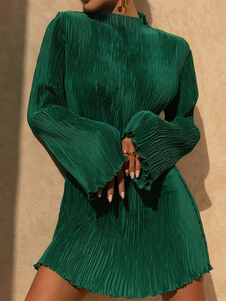 Pleated flare dress
