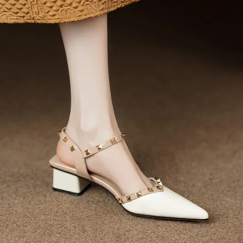 ALANI | STUDDED STRAP BLOCK HEELS
