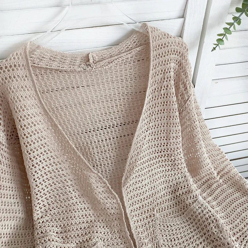 RILYN | OPENWEAVE V-NECK CARDIGAN