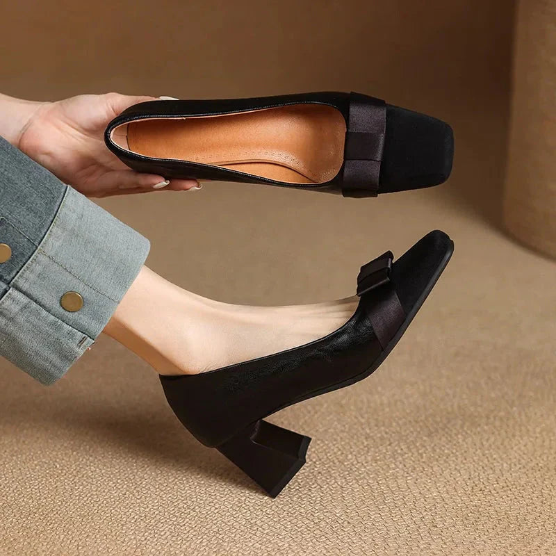 TATUM | BOW DETAIL BLOCK HEELS