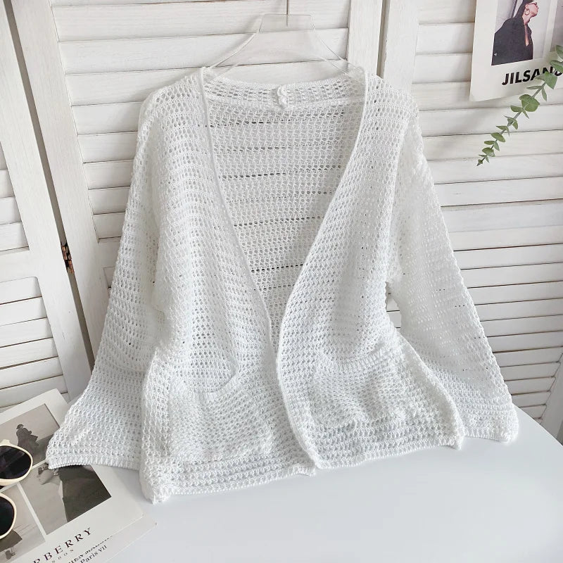 RILYN | OPENWEAVE V-NECK CARDIGAN