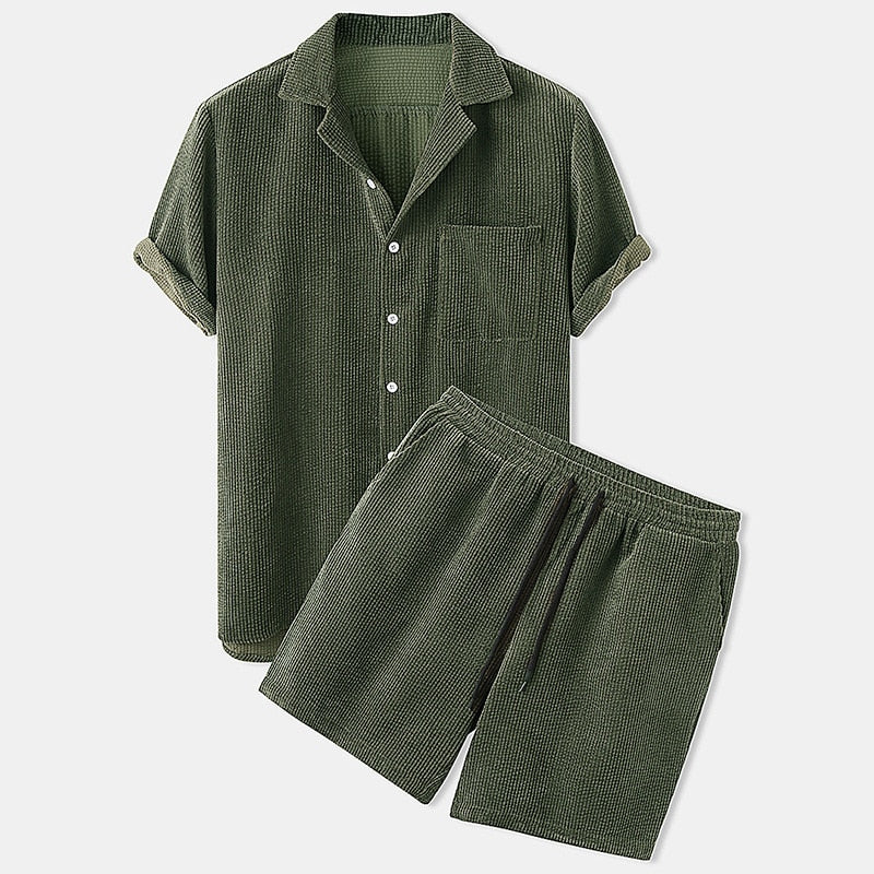 Ribbed Summer Clothing Set for Men Effortless Style and Comfort for Warm Days