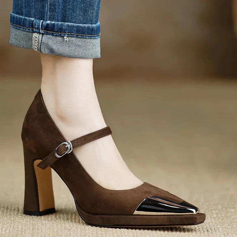 LANDRY | METALLIC TOE HEELS