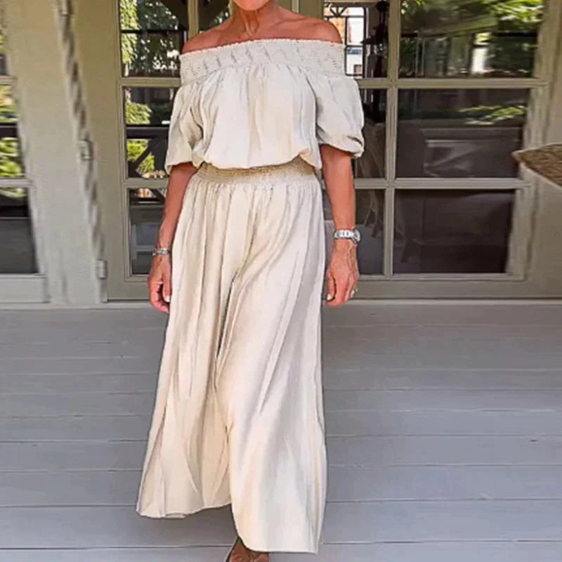 Jessah - Romper with elastic waist and short sleeves