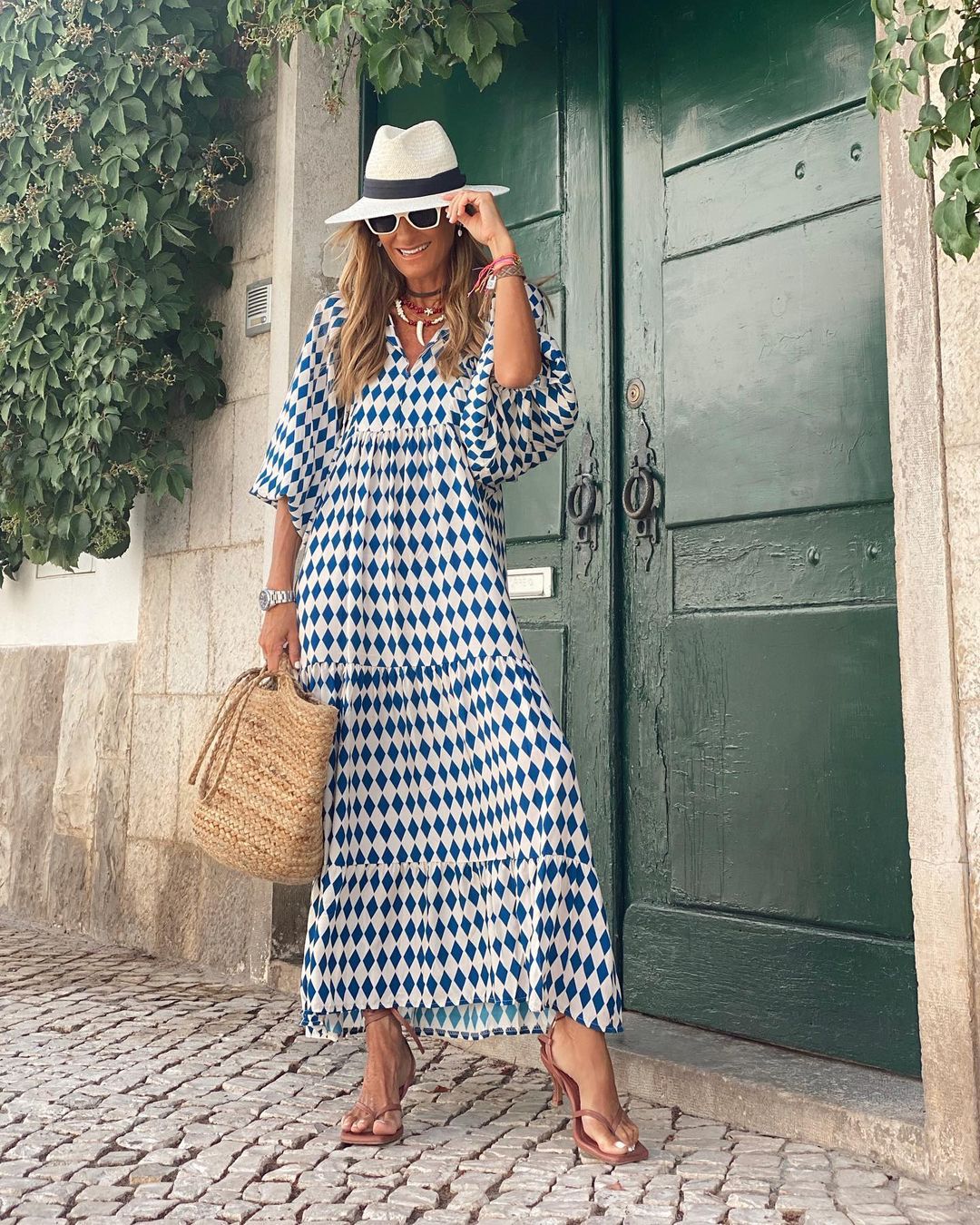 Women's Boho Dress – Breezy Floral Dress with Wide Fit and 3/4 Sleeves