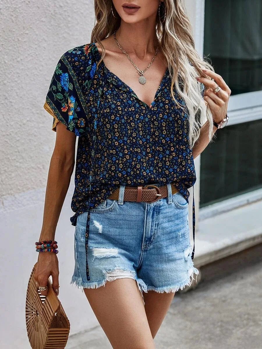 Odette - Summer blouses with floral print