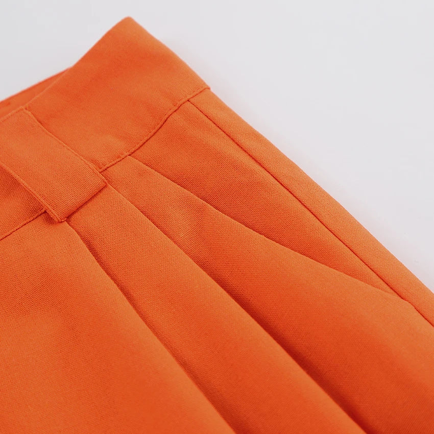 Evelien | Orange linen women's trousers