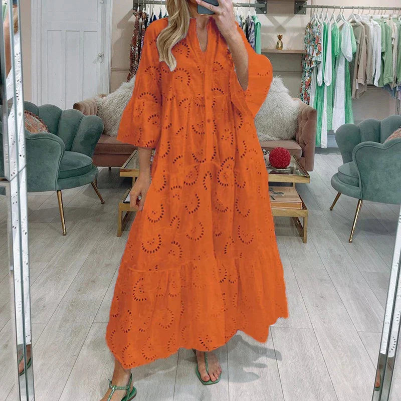 Cristina | Women's lace hollow - trumpet sleeve blouse