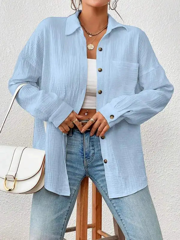 Ivona | - Women's casual long sleeve turn-down collar blouse