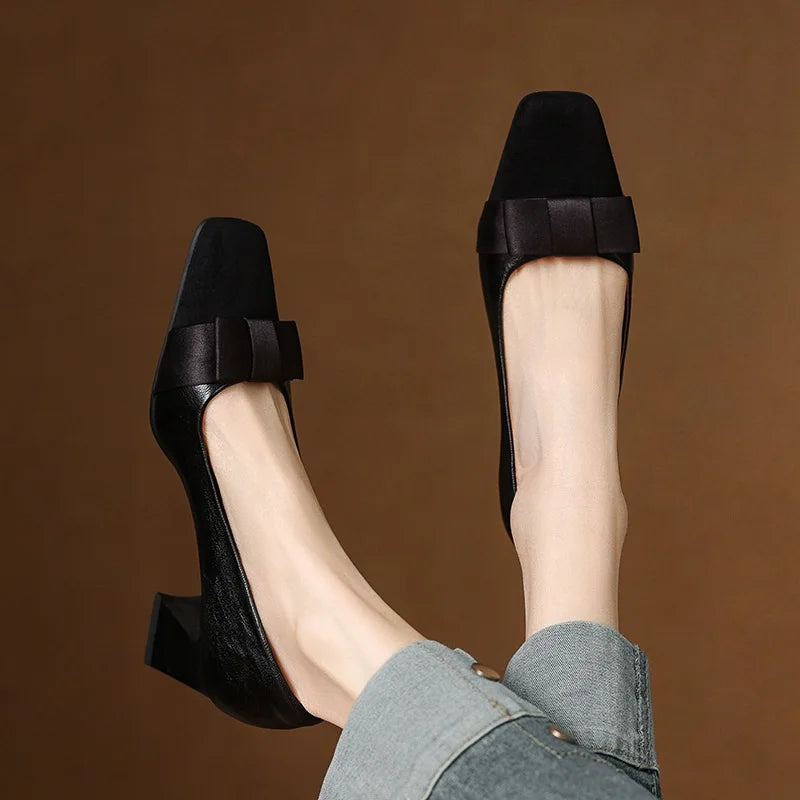 TATUM | BOW DETAIL BLOCK HEELS