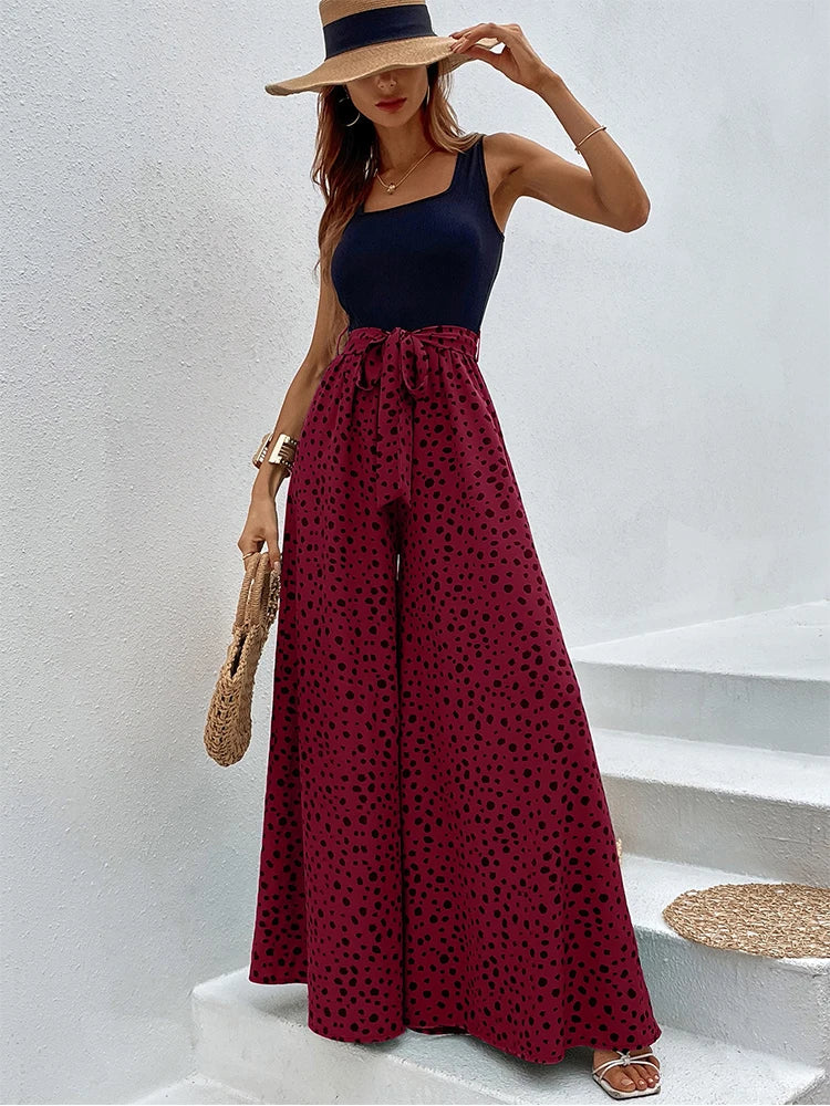 Kelly - Wide Leg Jumpsuit with Polka Dot Print