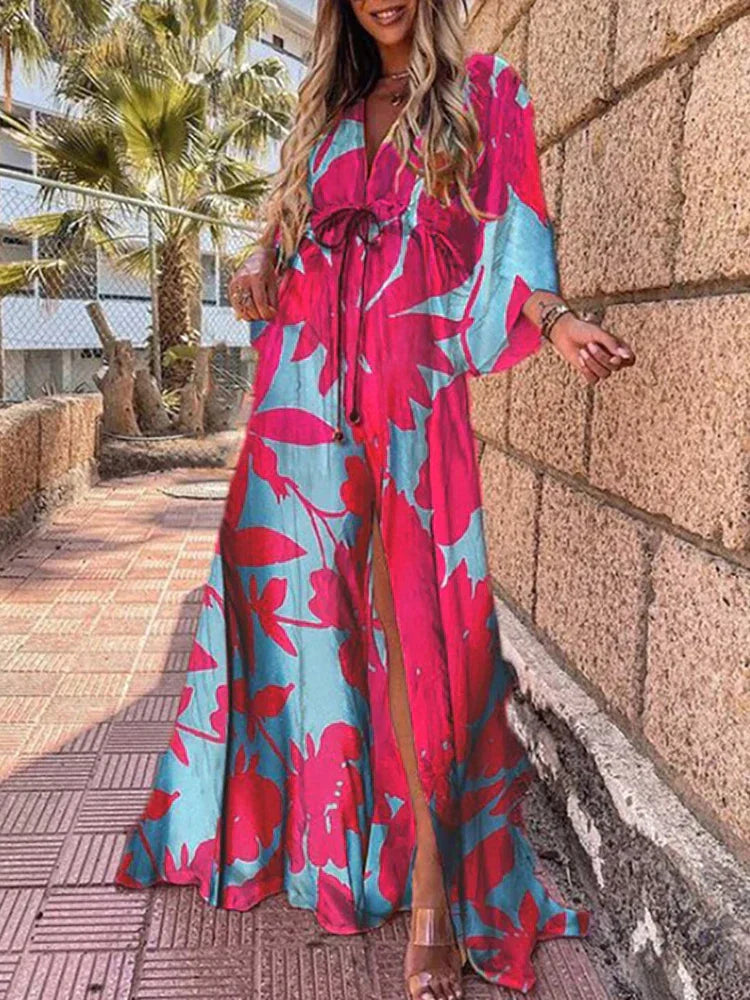 Eula -Elegant printed beach dress