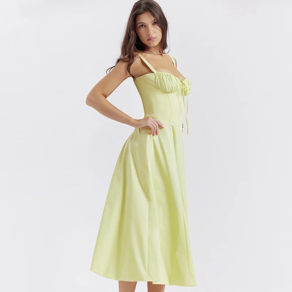 Gretchen - Lace-Up Corset Midi Dress