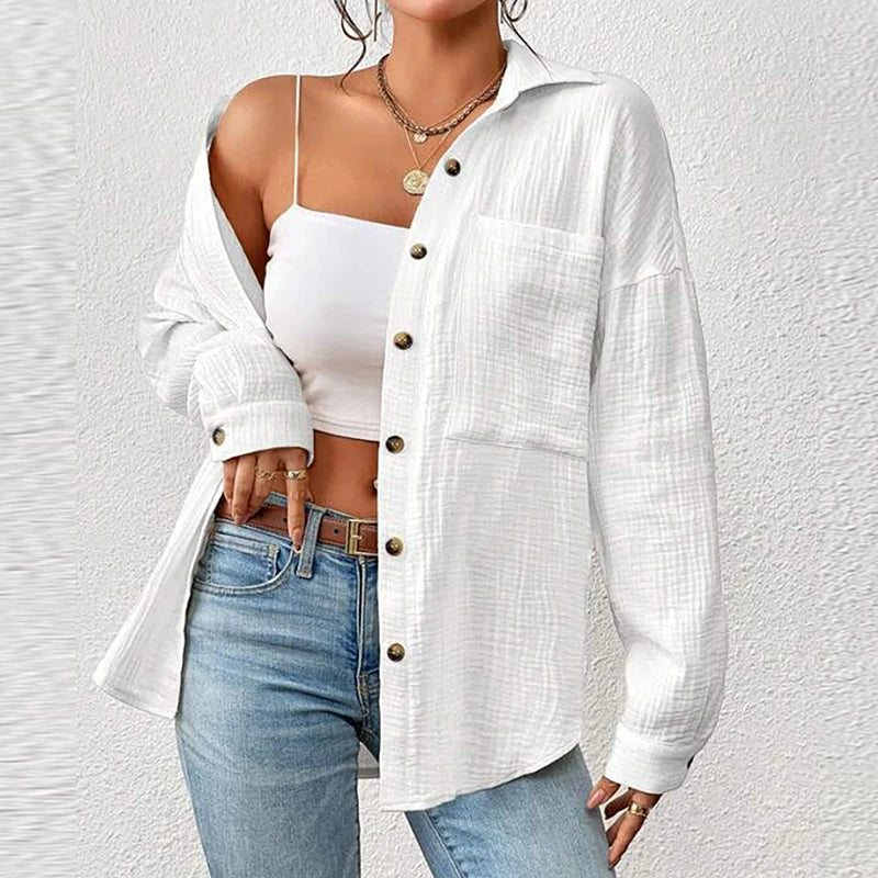Ivona | - Women's casual long sleeve turn-down collar blouse