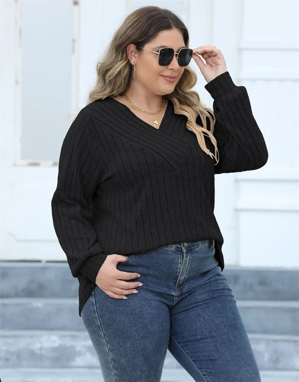 Long Sleeve Ripped T-Shirt Top in Plus Size for Summer 2025
