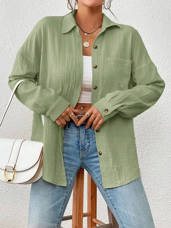 Ivona | - Women's casual long sleeve turn-down collar blouse