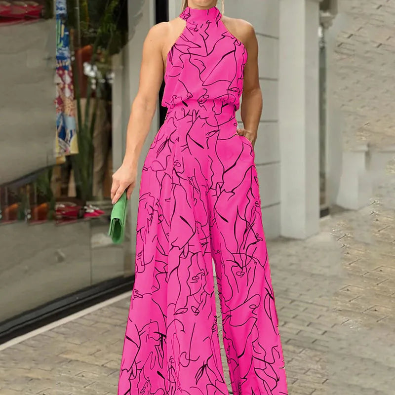 Beatrice - Elegant Printed Halter Neck Jumpsuit