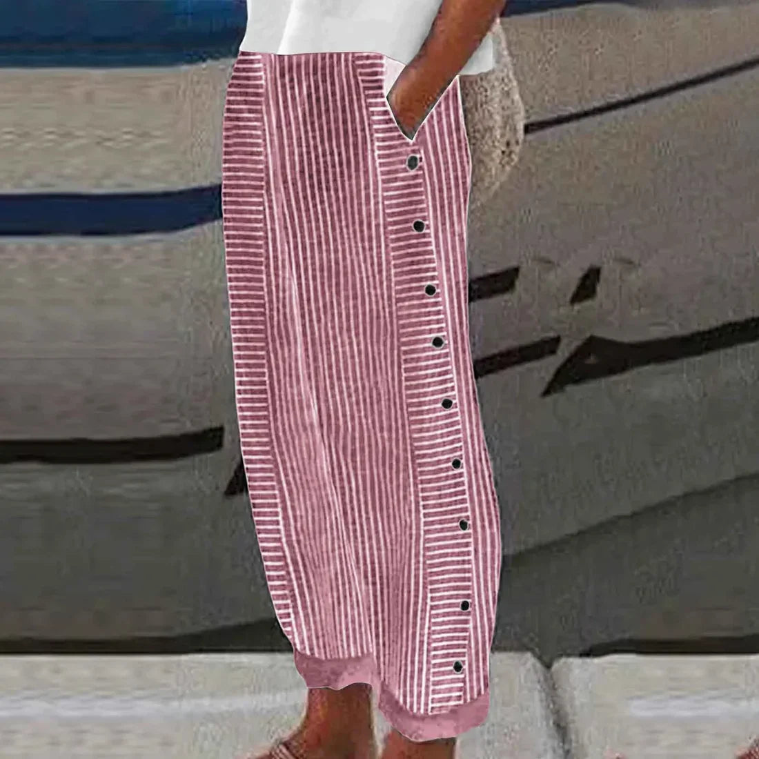 Georgia - Comfortable striped summer trousers