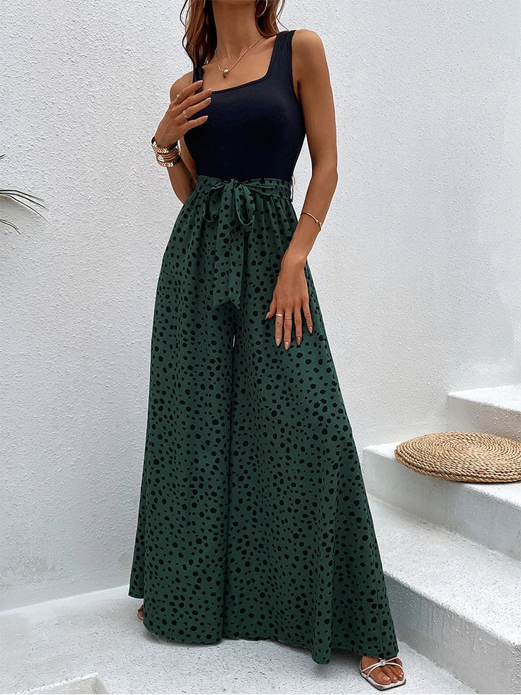 Kelly - Wide Leg Jumpsuit with Polka Dot Print