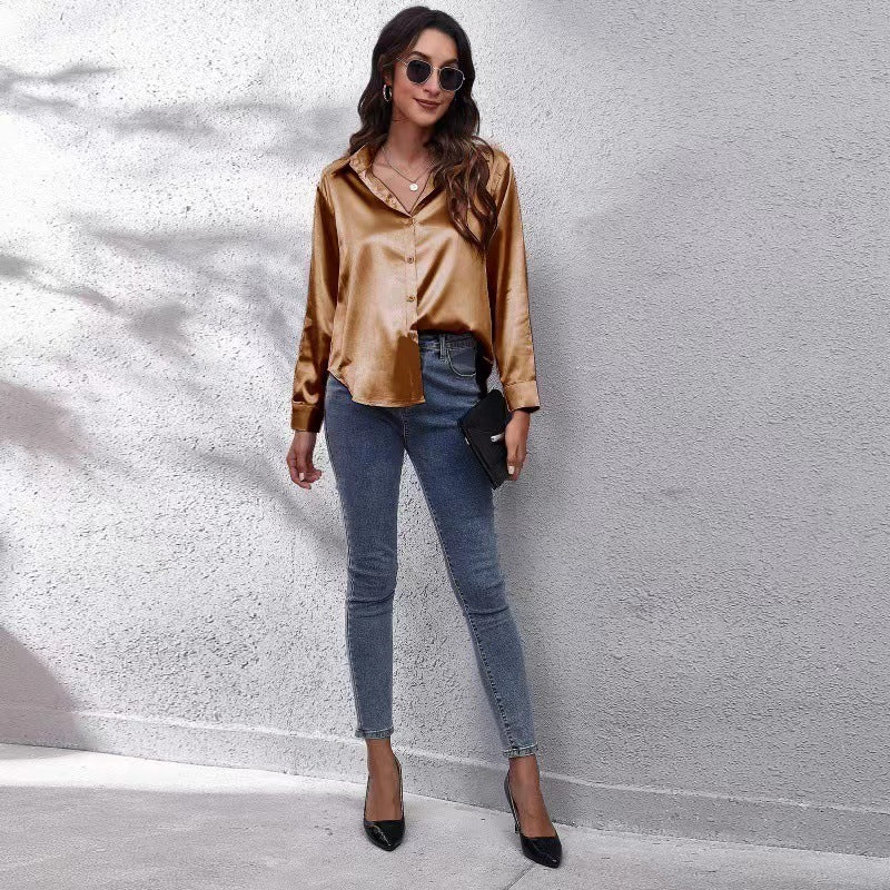Livia | Women's elegant silk - long sleeve blouse