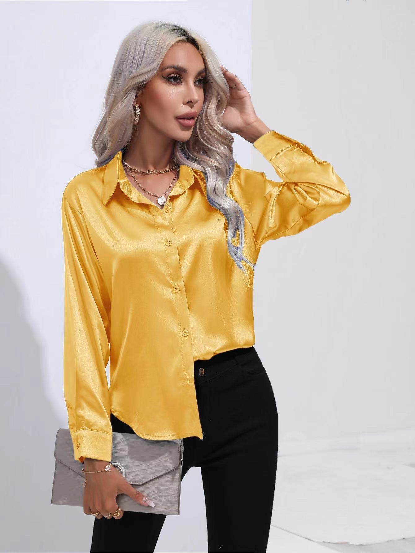 Livia | Women's elegant silk - long sleeve blouse