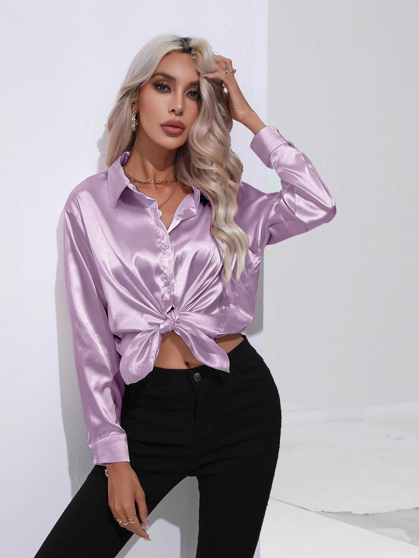 Livia | Women's elegant silk - long sleeve blouse
